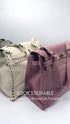 Juli - Handmade Calf Leather Studs Bag With Metallic Closure Petrol Green